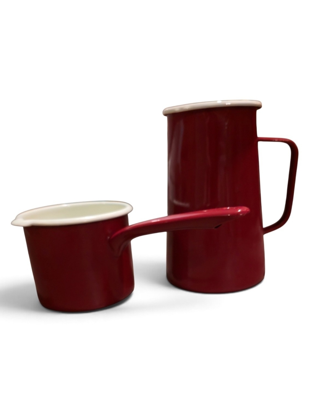 Hearth & Hand Red Enamel Pitcher and Sauce Pot Perfect For Hot Cocco